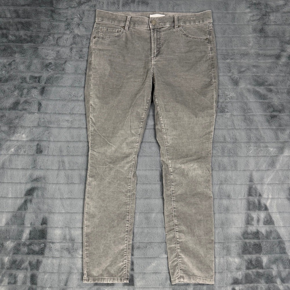 Loft Modern Skinny Corduroy Pants Grey Womens Size 8 29P Petite Fine Wale